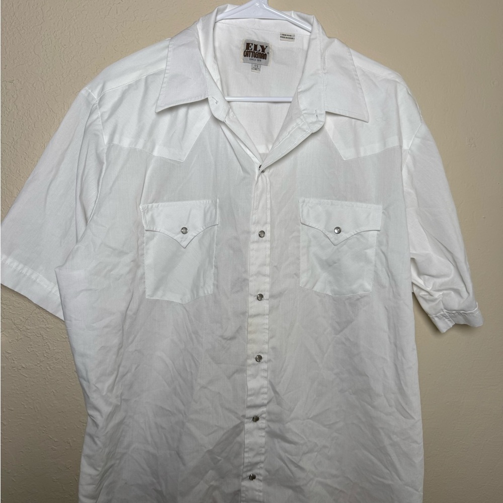 Ely Cattleman White Western Pearl Snap Short Sleeve Shirt XL